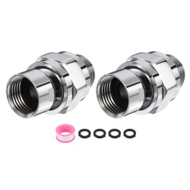 uxcell 2 Pcs Shower Head Swivel Adapter Solid Brass Adjustable Shower Arm Extension Connector Universal Shower Component Connector with PTFE Tape and Gasket for Shower System (Silver)