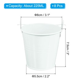PATIKIL 3"x3" Small Metal Buckets with Handle, 8 Pcs Mini Galvanized Bucket Colorful Easter Buckets for Crafts Party Favors Decoration, White