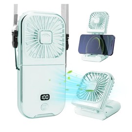 TrendGear Portable Handheld Fan, 3 Speeds, 3000mAh Battery Operated Neck/Desk Fan, 5 IN 1 Mini Personal Fan with Digital Display for Travel Outdoor