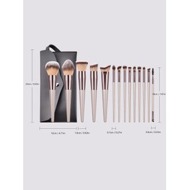 14pcs Champagne Makeup Brush Set Kit Pouch Bag Brushes Cosmetic Eyebrow Shadow