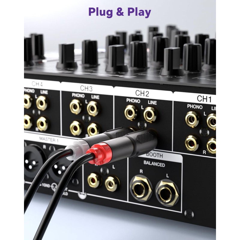 VCE RCA to 1/4" Audio Adapter, 6.35mm Mono Plug Male