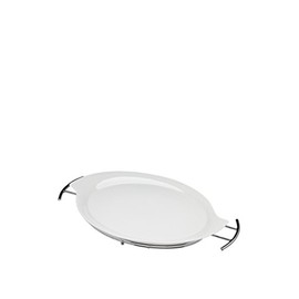 Godinger Natura Collection Porcelain Serving Tray With Rack White/Silver