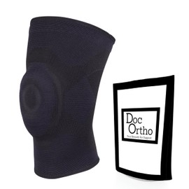 Doc Ortho Compression Knee Brace Sleeve with Buttress Patella Pad, Breathable Pull-On Support, Single Unit