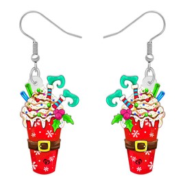 DALANE Acrylic Christmas Tree Dessert Cup Earrings Dangle Drop Candy Canes Ice Cream Jewellery Gifts for Women Girls Children Food Lovers, Acrylic