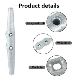 BALAVA Boat Cleats 8 Inch,Hot Dip Galvanized Cast Iron Dock Cleats, Rope Cleats, Boat Dock Cleats for Marine Deck Nautical Decor Piers for Tying up Boats,Hardware Not Included(2Pack)