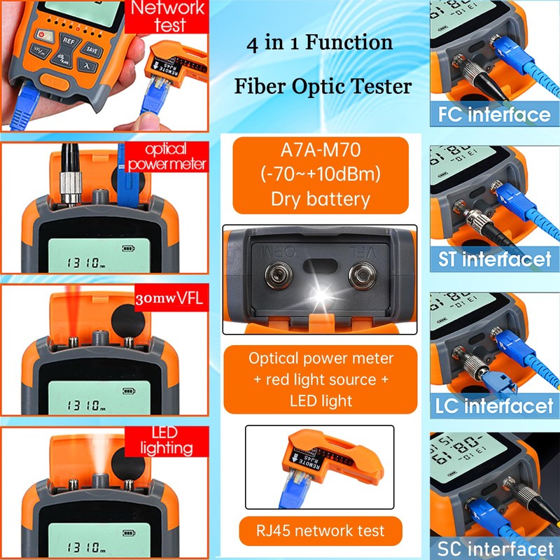 Xunsomten-1pcs 4 in 1 Function VFL Visual Fault Locator &