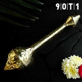 Hanuman Gada Brass for Puja Discover Powerful Gada Hanuman Ji in Brass for Devotion & Worship Hanuman Ji Gada Devotion and Strength with Hanuman Ji Gadhas in Brass Gada for Puja (8.5 inches)