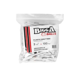 BIGGA BALLS 3.3 Inch Plastic Golf Tees | 3 Prong Head | Pack of 100 | Resealable Bag