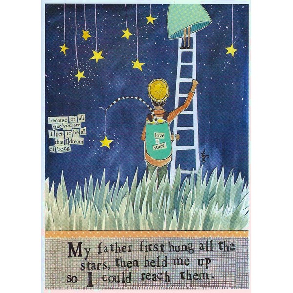 Curly Girl - Greeting Card - My father first hung all the stars ...