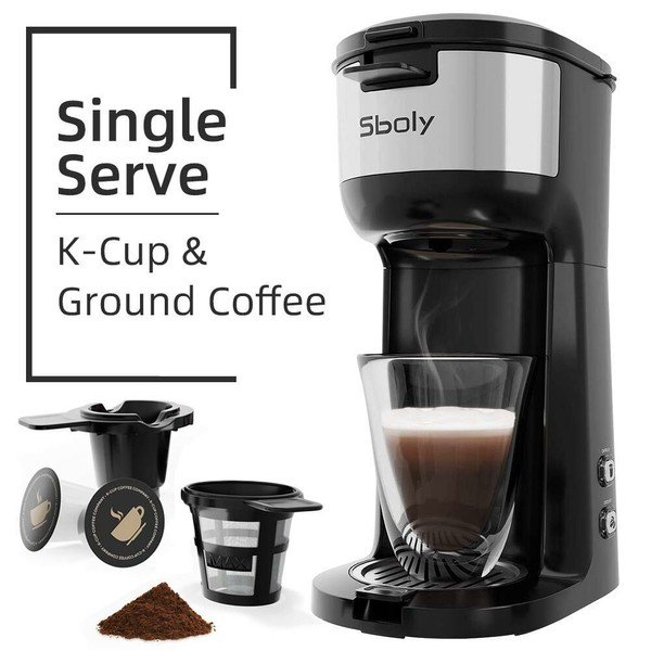 Sboly Single Serve Coffee Maker for K-Cup Pod Ground Coffee