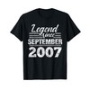 Legend Since September 2007 Birthday T-Shirt