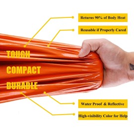 Mezonn Emergency Sleeping Bag Survival Bivy Sack Use as Emergency Blanket Lightweight Survival Gear for Outdoor Hiking Camping Keep Warm After Earthquakes, Hurricanes and Other disasters (Orange Set)