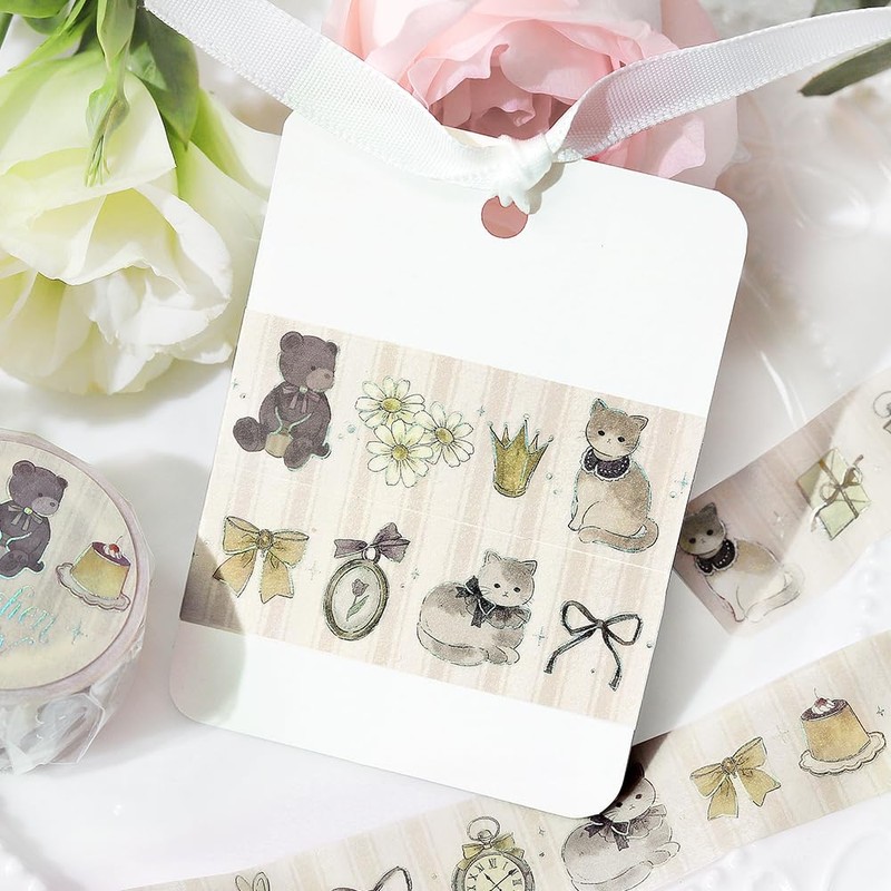 BGM BM-SDG075 Foil Stamping Masking Tape Fairy Tea Party Milk