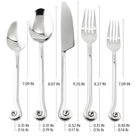 Kelenfer 18/10 Stainless Steel Flatware, Silverware Set Combo with Musical Note Tail Design, Dishwasher Safe, 20-Piece Cutlery Service for 4, Daily Use & Dinner Party