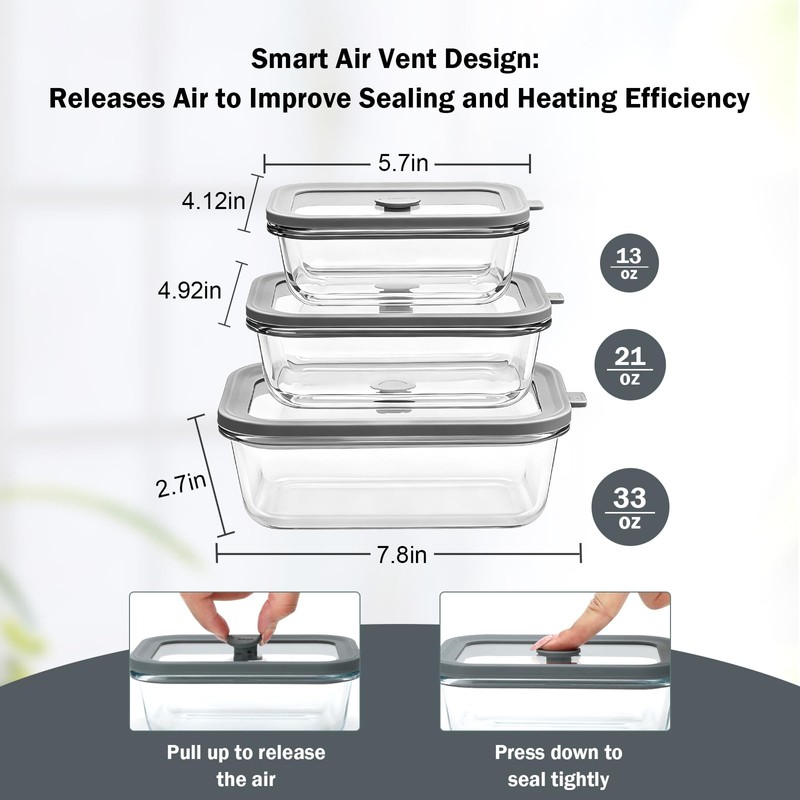 Woaiwo-q 12 Pack Multi-Size Glass Food Storage Containers with Glass