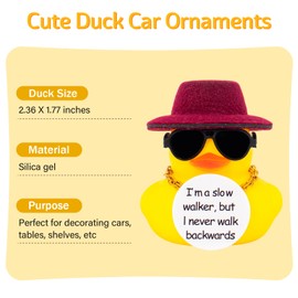 wonuu Encouragement Support Rubber Duck Car Dashboard Decorations, Funny Thinking Positive Duck with Card Creative Duck Car Ornament for Cute Car Accessories, Wine red