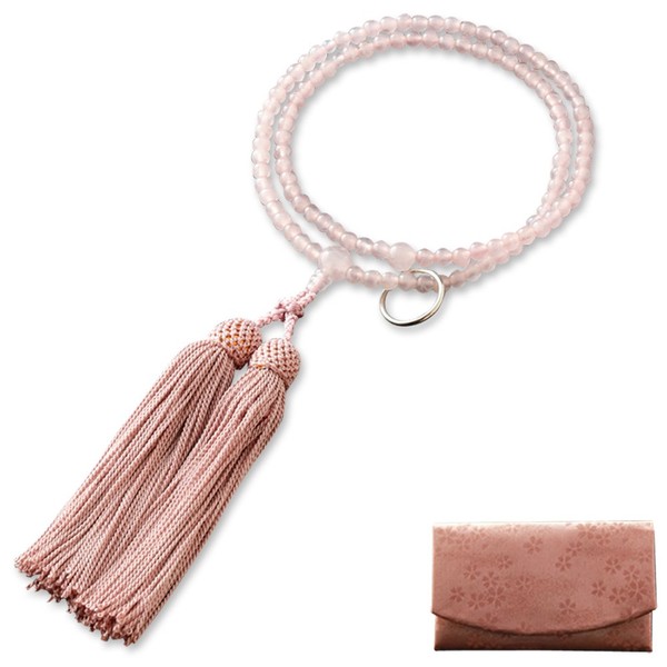 Fighters 仏壇 Wrinkle 曹洞宗 Prayer Beads Rose Quartz (for Women) formally AAA [Mala Bag Set] SW – 102 Kyoto 念珠