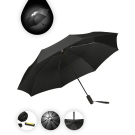 FARE Oversized Pocket Umbrella Skylight - Effective Umbrella with LED Interior Lighting and Hanging Function, black