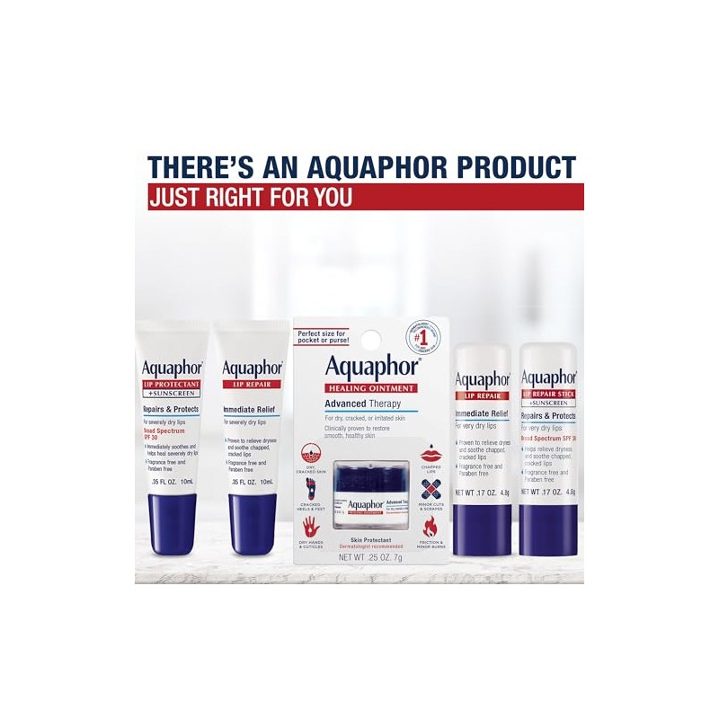 Aquaphor Lip Repair - Soothe Dry, Chapped Lips - Two