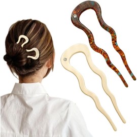 Horquillas Francesas 2026 Nuevas, Borde Ondulado, Forma de U con Espiral, Juego de 2 Unidades, Para Moños y Peinados Elegantes, Ideales para Mujeres y Niñas (D)