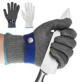 PATIKIL Level 9 Cut Resistant Gloves, Stainless Steel Wire Metal Mesh Gloves with Nylon Glove for Butcher Cutting Oyster Shucking Mandoline Slicing, XXXL (1pcs)