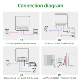 Aroidful Mini WiFi Smart Light Switch DIY Breaker Module, WiFi Smart Relay Switch Controlled by Smart Life/Tuya App, Compatible with Alexa Echo and Google Home, Support 1 Way or 2 Way 100V-240V 16A