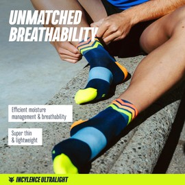 INCYLENCE ULTRALIGHT Running Socks Short for Men and Women with Light Compression 1 Pair, Waves Navy Orange, 39 - 42