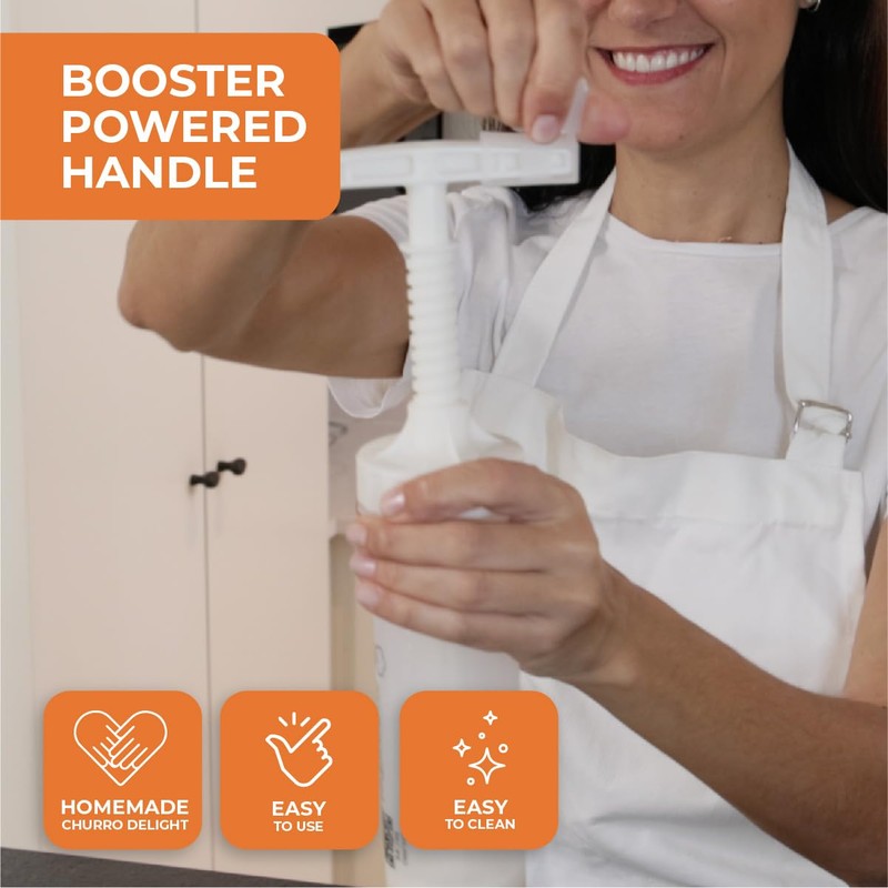 KneadEat Churro Maker Kit with Booster-powered Handle. Churrera and Piping