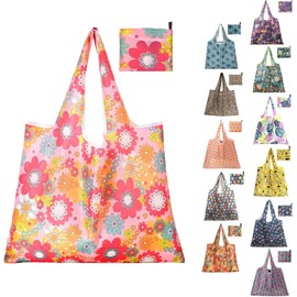 Paquete de 12/6 Bolsas Pleglables Reutilizables para Mandado, Bolsas Ecológicas de Gran Capacidad para la Compra, Bolsas de Almacenamiento Portátiles para Verduras, Frutas, Alimentos