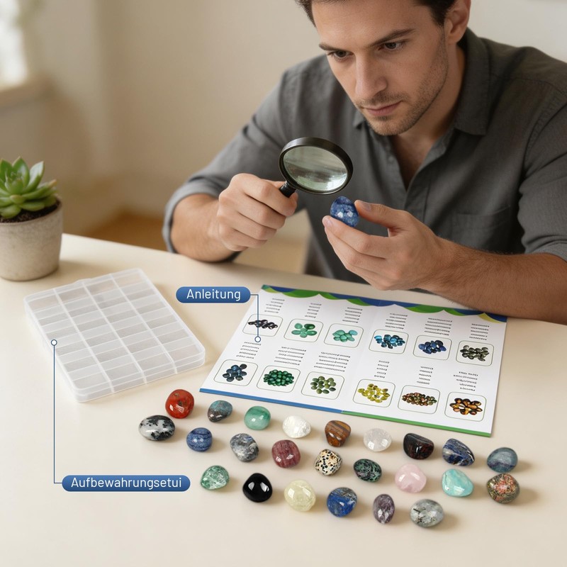 24-Piece Gemstone Set, Polished Tumbled Stones for Children and Collectors