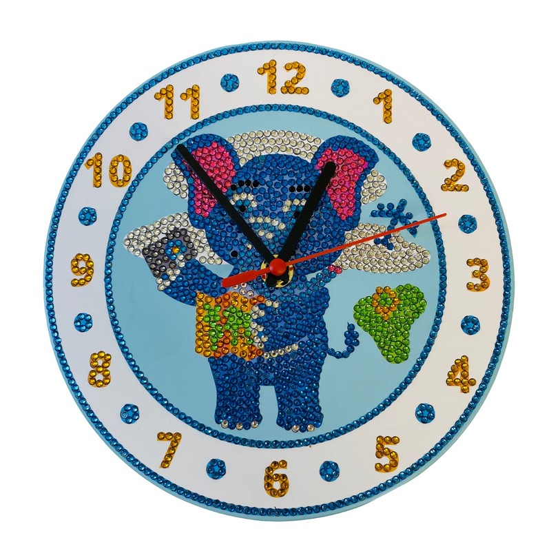 Little Learning Hands Elephant Diamond Painting Kit Elephant Clock| Elephant