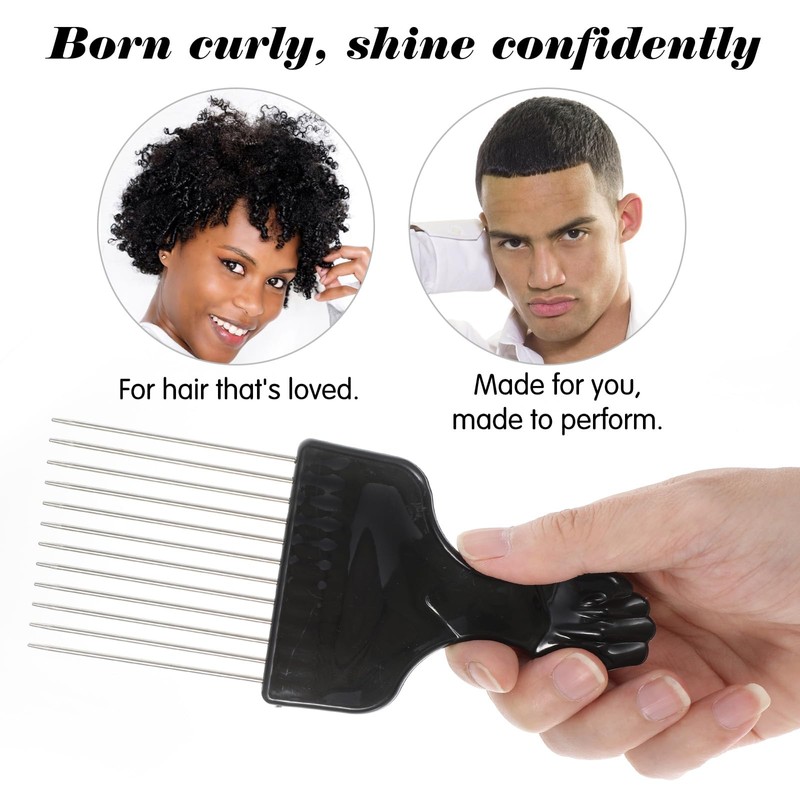 4Pcs Metal Hair Pick Steel Teeth Afro Comb Metal Picks