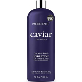 MYSTÉRE BEAUTÉ Caviar Collagen Keratin Biotin Anti‑Frizz Shampoo 16 fl oz, Color‑Safe Hair Care