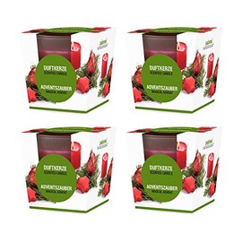 pajoma pajoma? Duftkerze 4er Set, Adventszauber - im satinierten Glas | 4x 120g Wachsgewicht, Brenndauer: 25 Stunden, in edler Geschenkverpackung | Premium Qualit?t