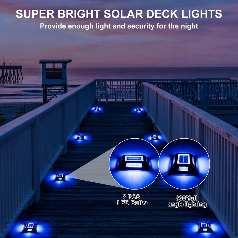 CREPOW Solar Deck Lights Driveway Dock Lights- 8 Packs Waterproof