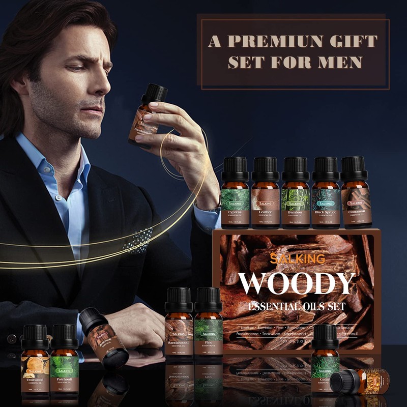 SALKING Woodsy Essential Oils Set for Men, Masculine Essential Oils,