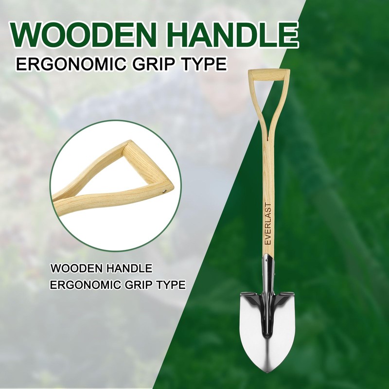 HARFINGTON Digging Shovel 33.5 x 6.7 Stainless Steel Round Spade