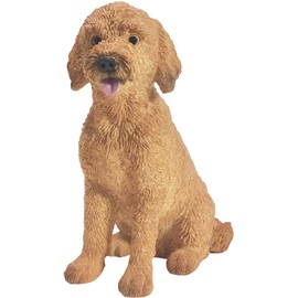 Sandicast Small Size Goldendoodle Sculpture, Sitting