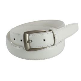 CTM® Big & Tall Cotton Adjustable Belt with Nickel Buckle, White