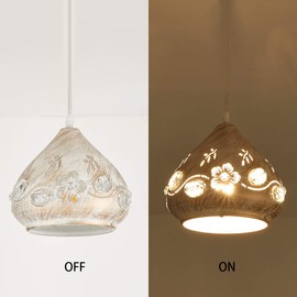 YLONG-ZS Hanging Lamps Swag Lights Plug in Pendant Light 16 FT Cord and Chain/Hanging Pendant Light Cage in-Line On/Off Dimmer Switch for Kitchen Island, Dining Room, Entryway(White and Crystal)