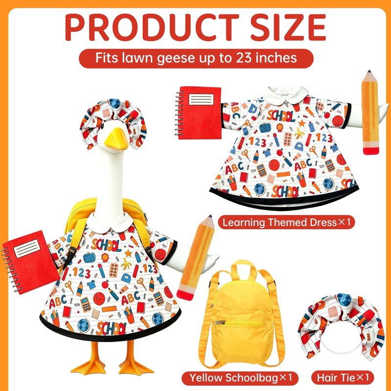 Back to School Porch Goose Outfits Fits 23 inch Cement/Plastic