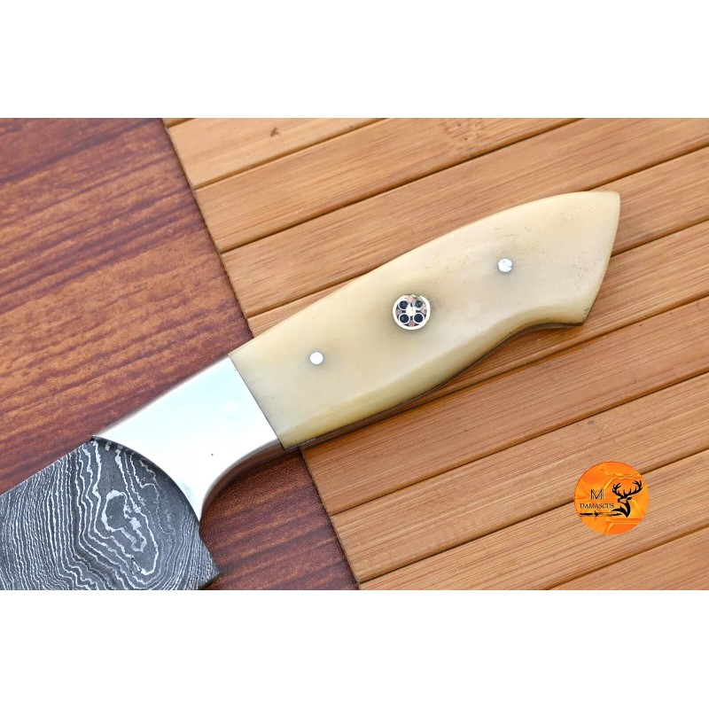 M DAMASCUS CUSTOM HANDMADE FORGED DAMASCUS STEEL CHEF STEAK KNIFE