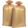 2 Pcs 70 Inches Jumbo Gift Bag Large Golden Plastic