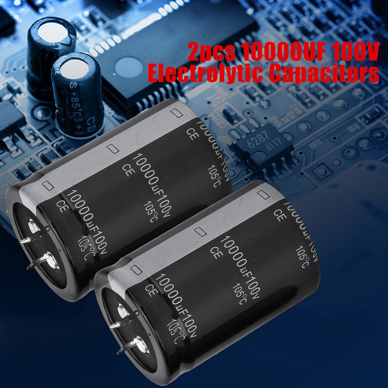 2pcs 10000uF 100V Electrolytic Capacitor 105℃ 35X50mm