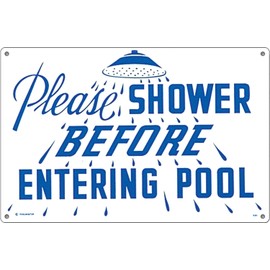 Poolmaster Sign for Residential or Commercial Swimming Pools, Please Shower 18" x 12"