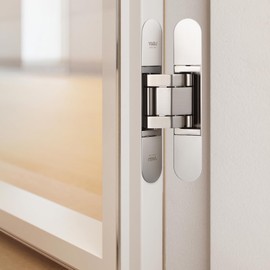 YAGU 6.5 inch 3 Way Adjustable Invisible Hinges Hidden Door Hinges Concealed Hinges Zinc Alloy 180 Degree Swing Hinge Butt Hinge 6.5 x 3.2 x 1.1 inch Matte Sliver (1 Hinges)