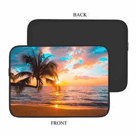 Nicokee Laptop Sleeve Bag 15.4 15.6 Inch,Palm Trees Tropical Sea Beach Sunset Protective Polyester Computer Cases Laptop Cover Briefcase Bag Tablet Travel Cover