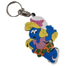 SCHLEICH Disco Smurfette Keyring, Blue, white, pink, yellow, orange, green