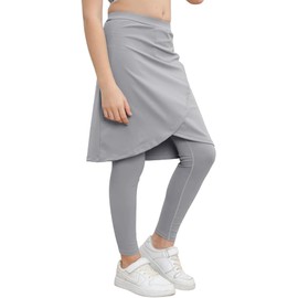 Haloumoning - Faldas elásticas hasta la rodilla con leggings para niñas, lindas faldas de tenis de golf activas de 4 a 14 años, Gris, 11-12 Años