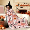 Halloween Pink Ghost Blanket Throw, Pumpkin Black Cat Throw Decor